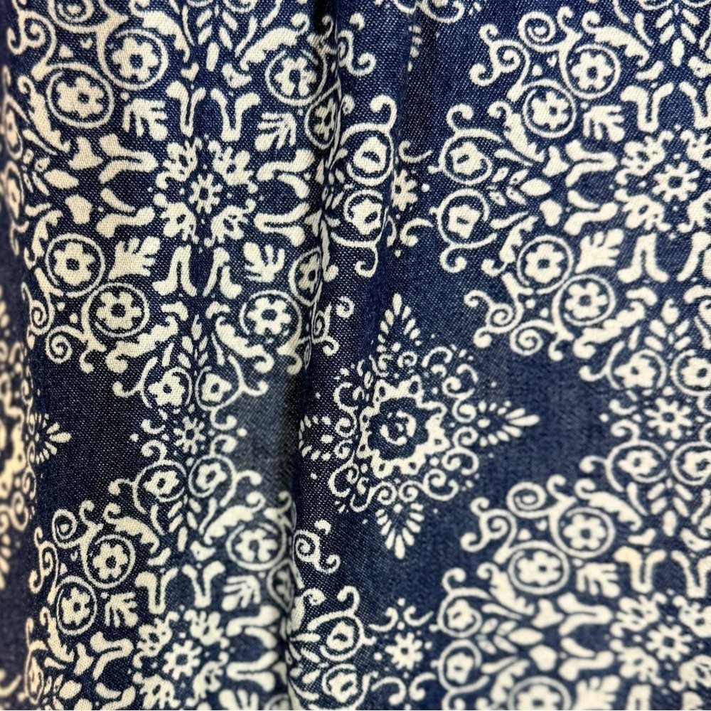 LOFT Navy and Cream A-Line Skirt - Picture 4 of 12